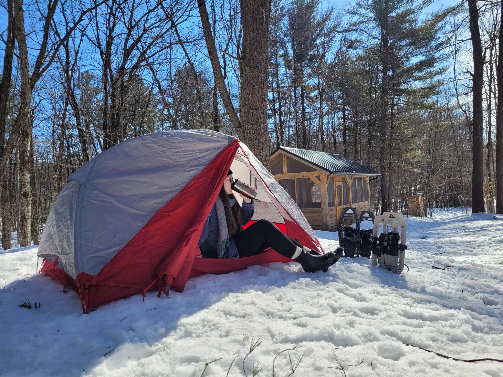 Camping d'hiver au Parc de la rivière Batiscan