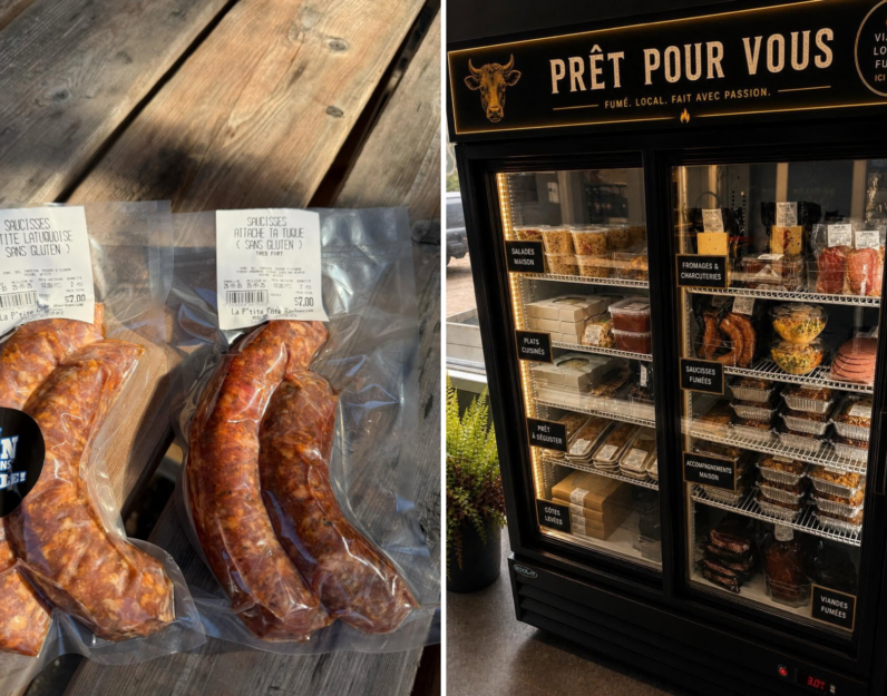 Saucisses et autres produits maison à vendre à la P'tite Côte BBQ à La Tuque